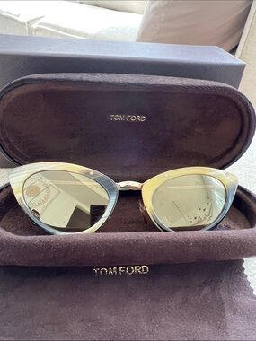 Rare!! Tom Ford Grace Mirrored Gold Havana Sunglasses